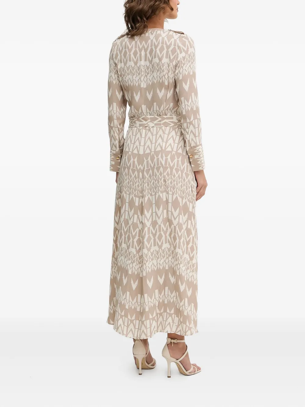 Marciano Buttoned Belted Maxi Dress In Neutral