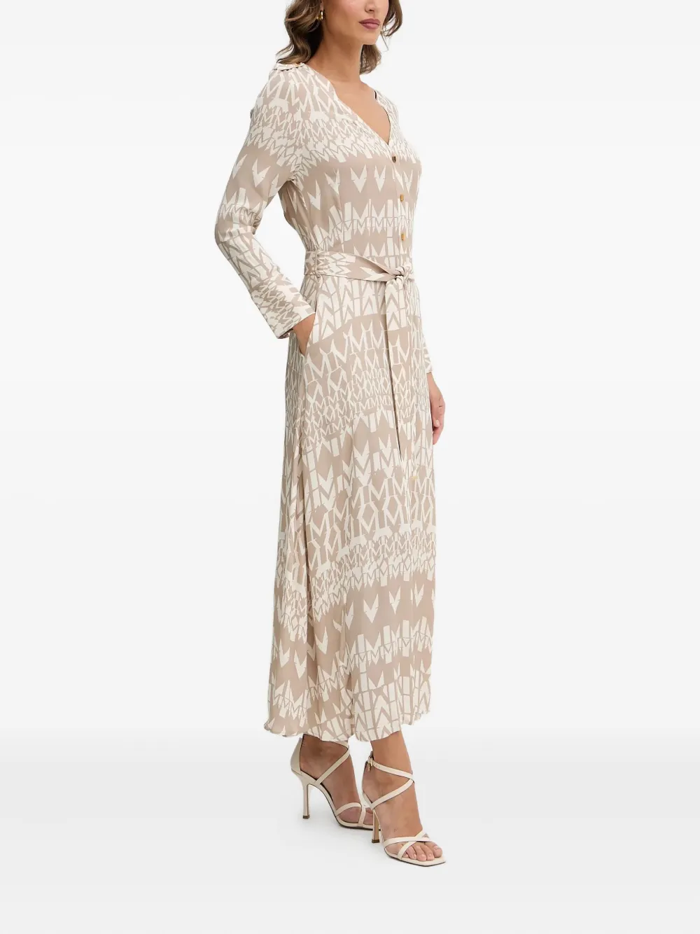Marciano Buttoned Belted Maxi Dress In Neutral