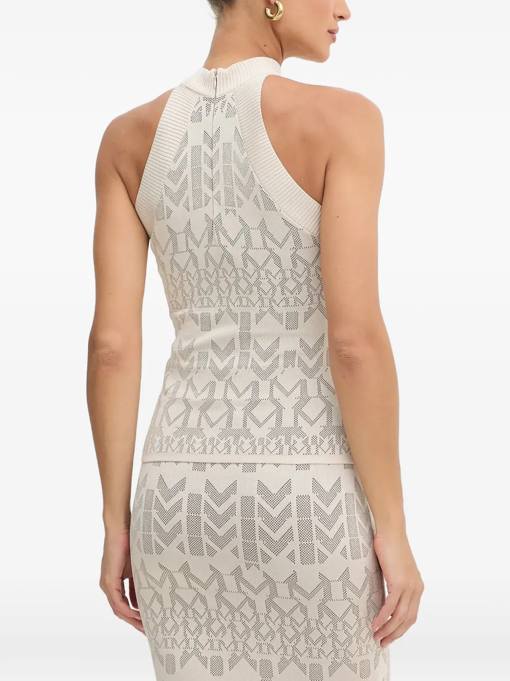  Guess Usa Monogram Halterneck Knitted Top - Neutrals 