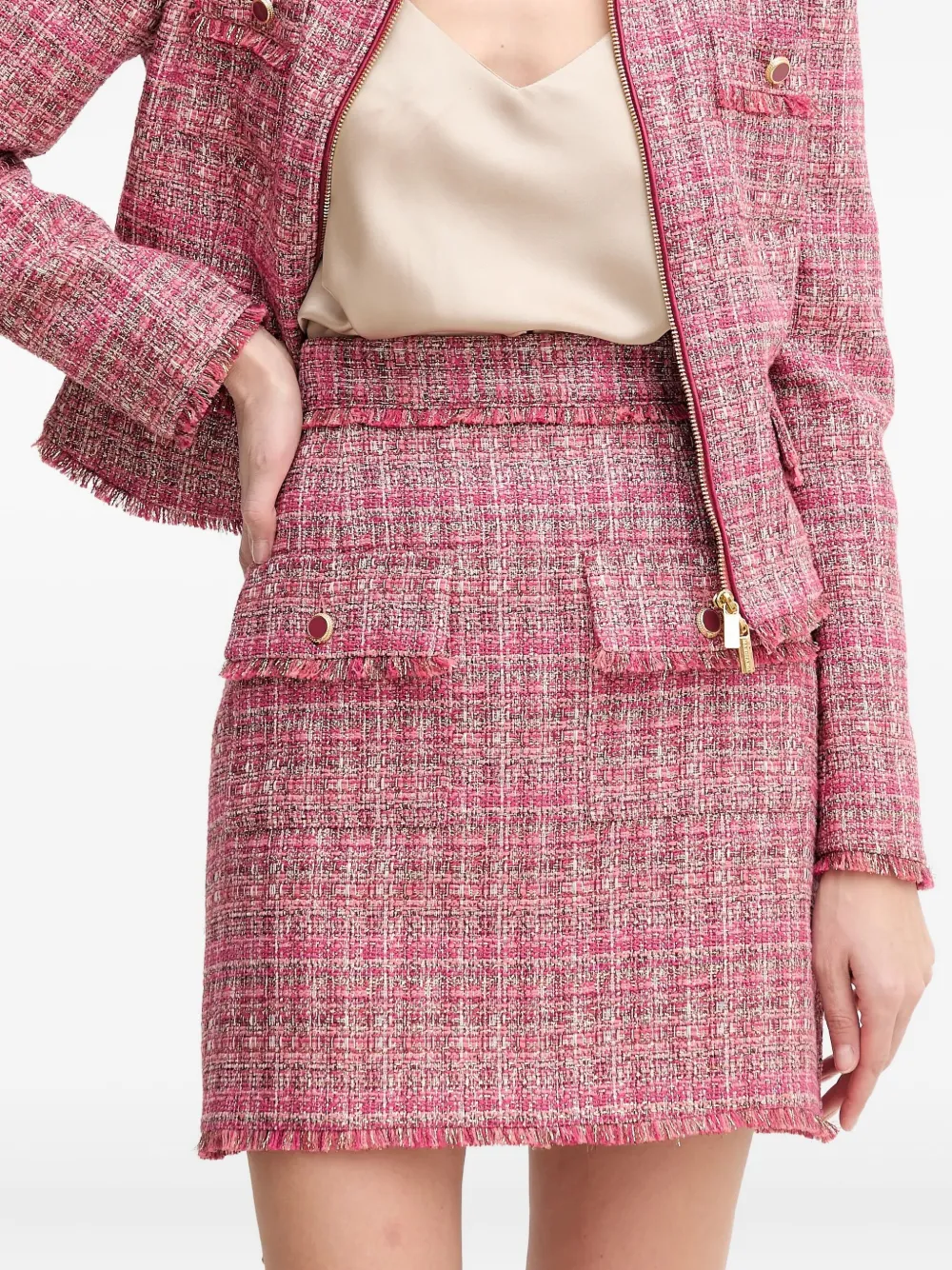 Guess Usa X Marciano Claudia Tweed Mini Skirt In Pink