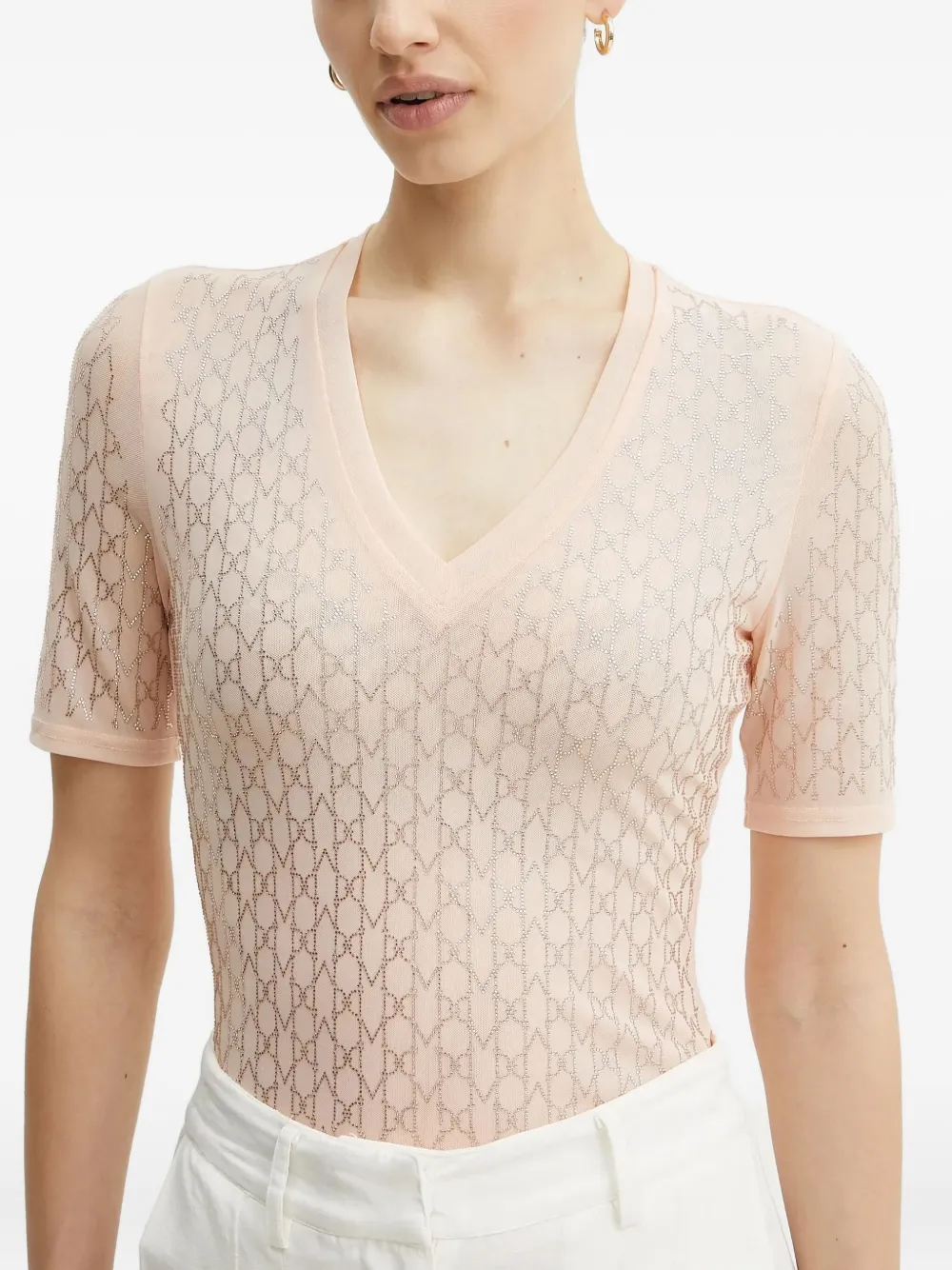 Marciano Aria V-neck Patterned T-shirt In Neutral