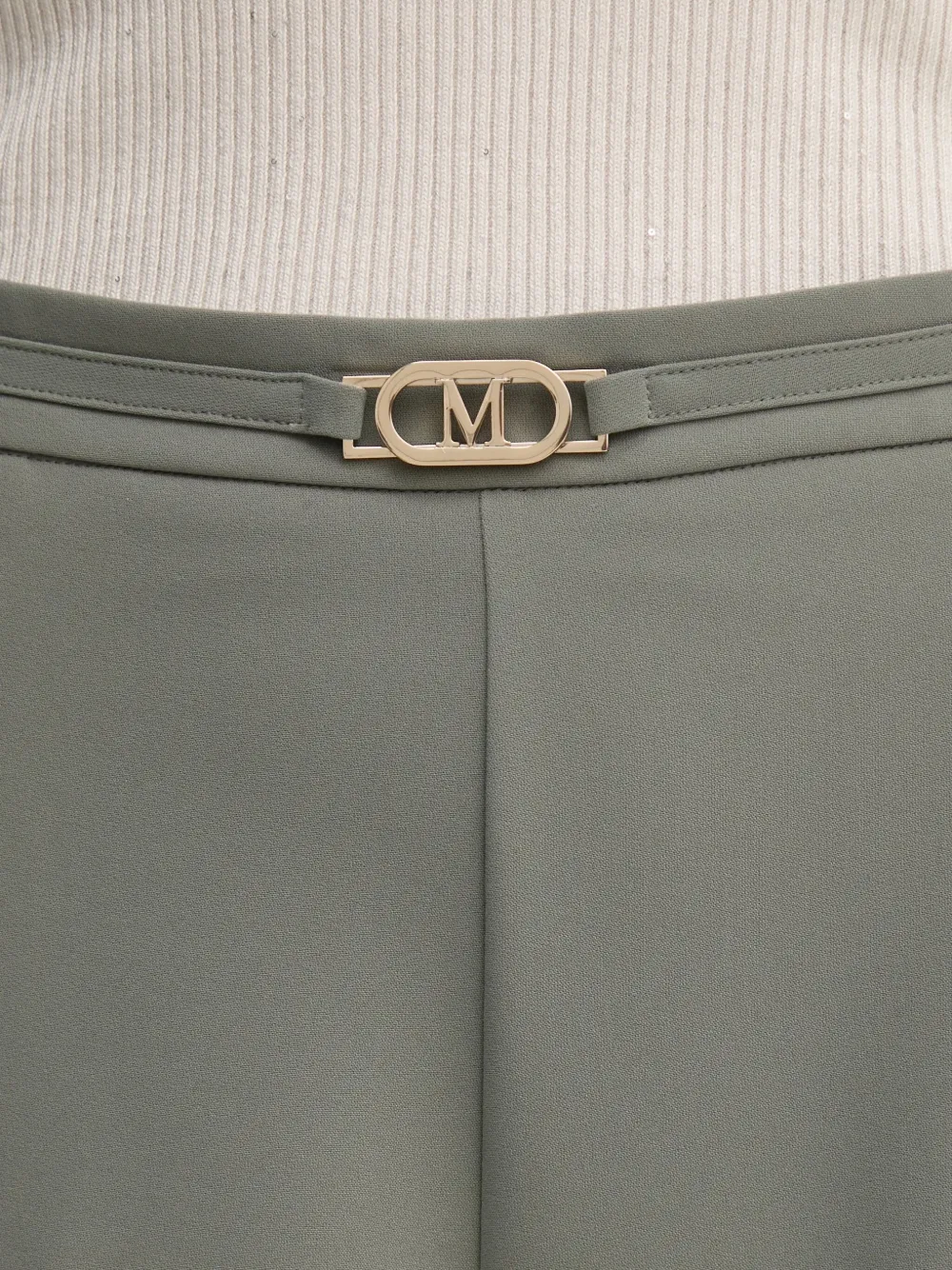 Guess Usa Buckle-detail Tailored Trousers In Green