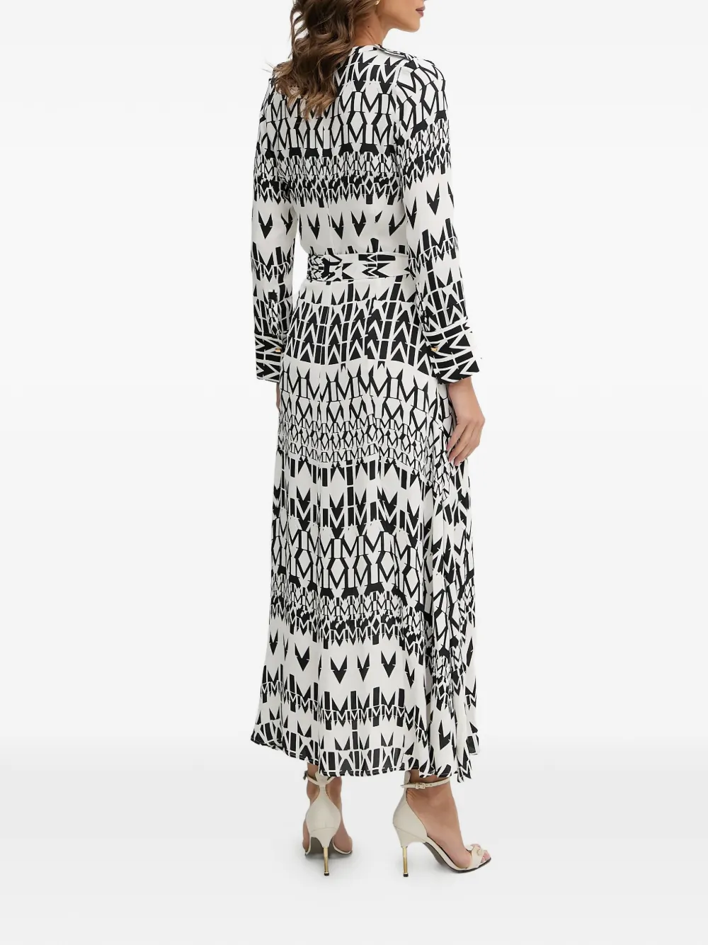 Buttoned Geometric-Print Maxi Dress