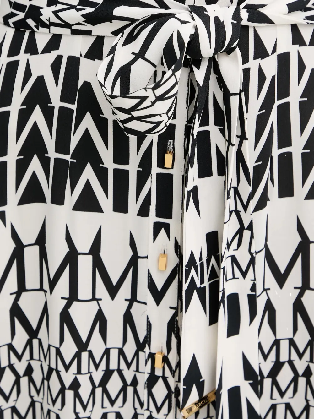 Buttoned Geometric-Print Maxi Dress