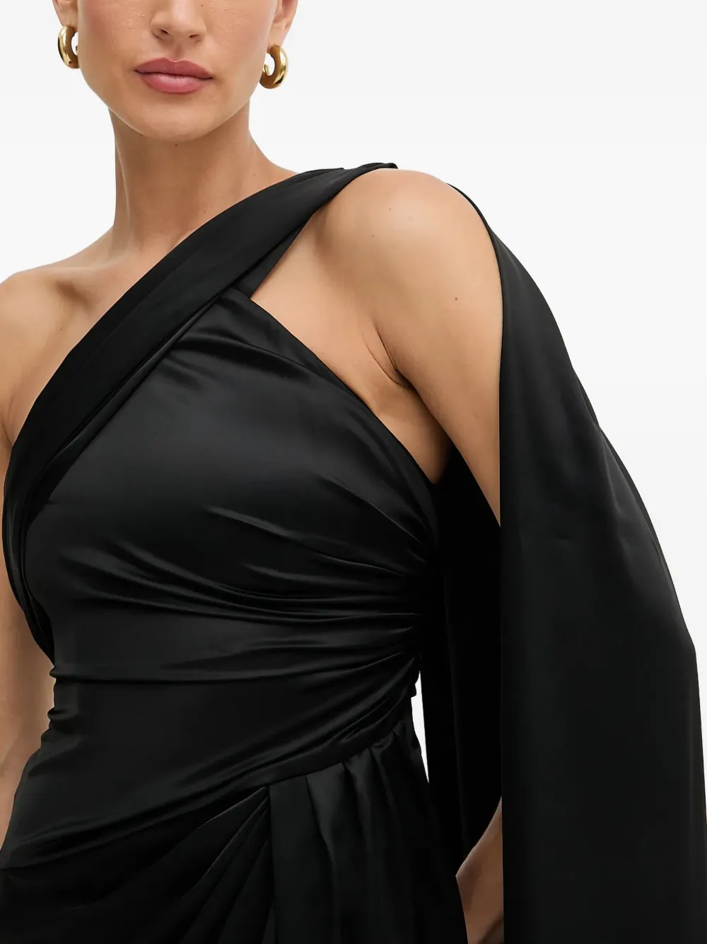 Marciano One-shoulder Draped Maxi Dress In Black