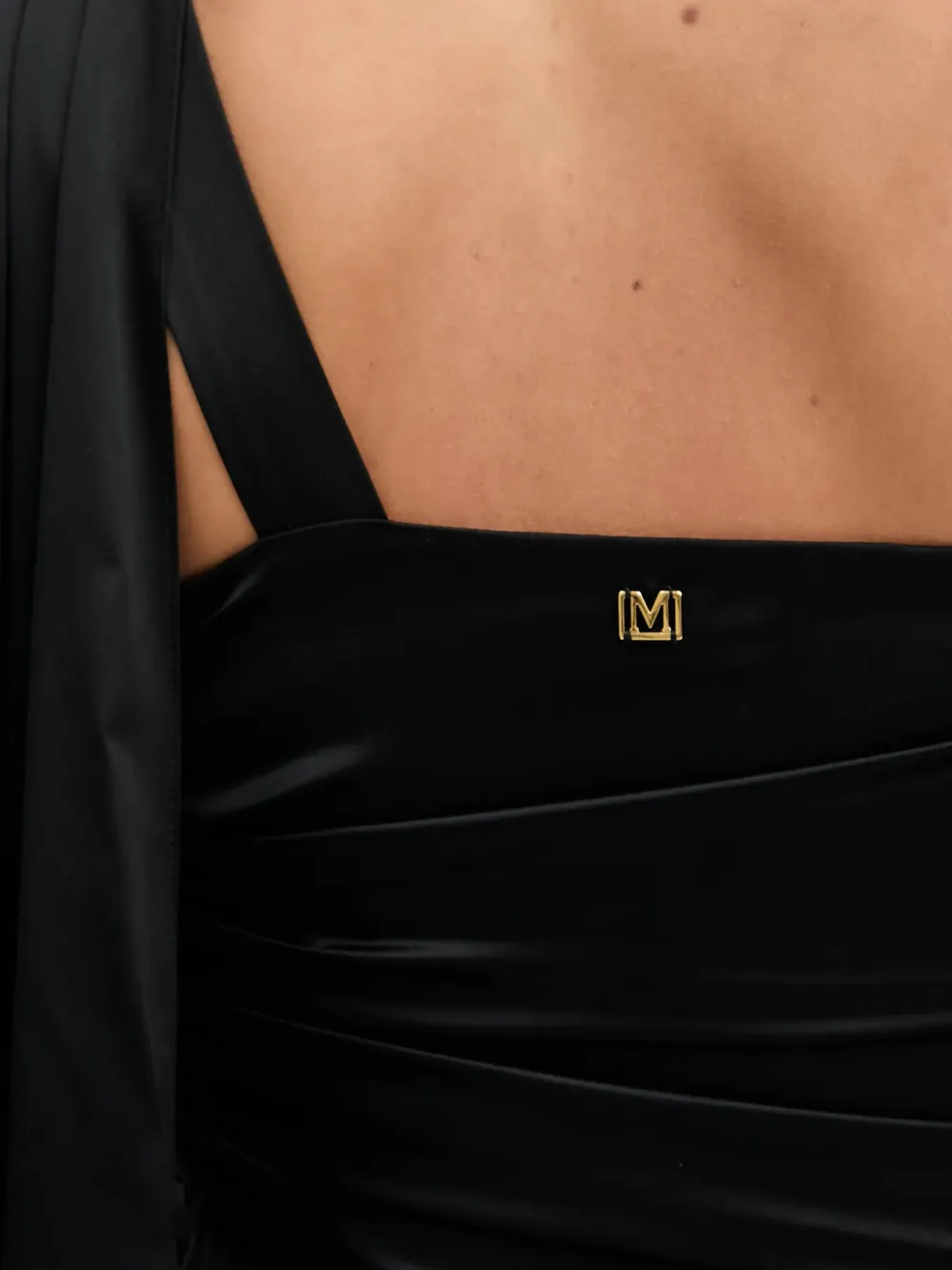 Marciano One-shoulder Draped Maxi Dress In Black