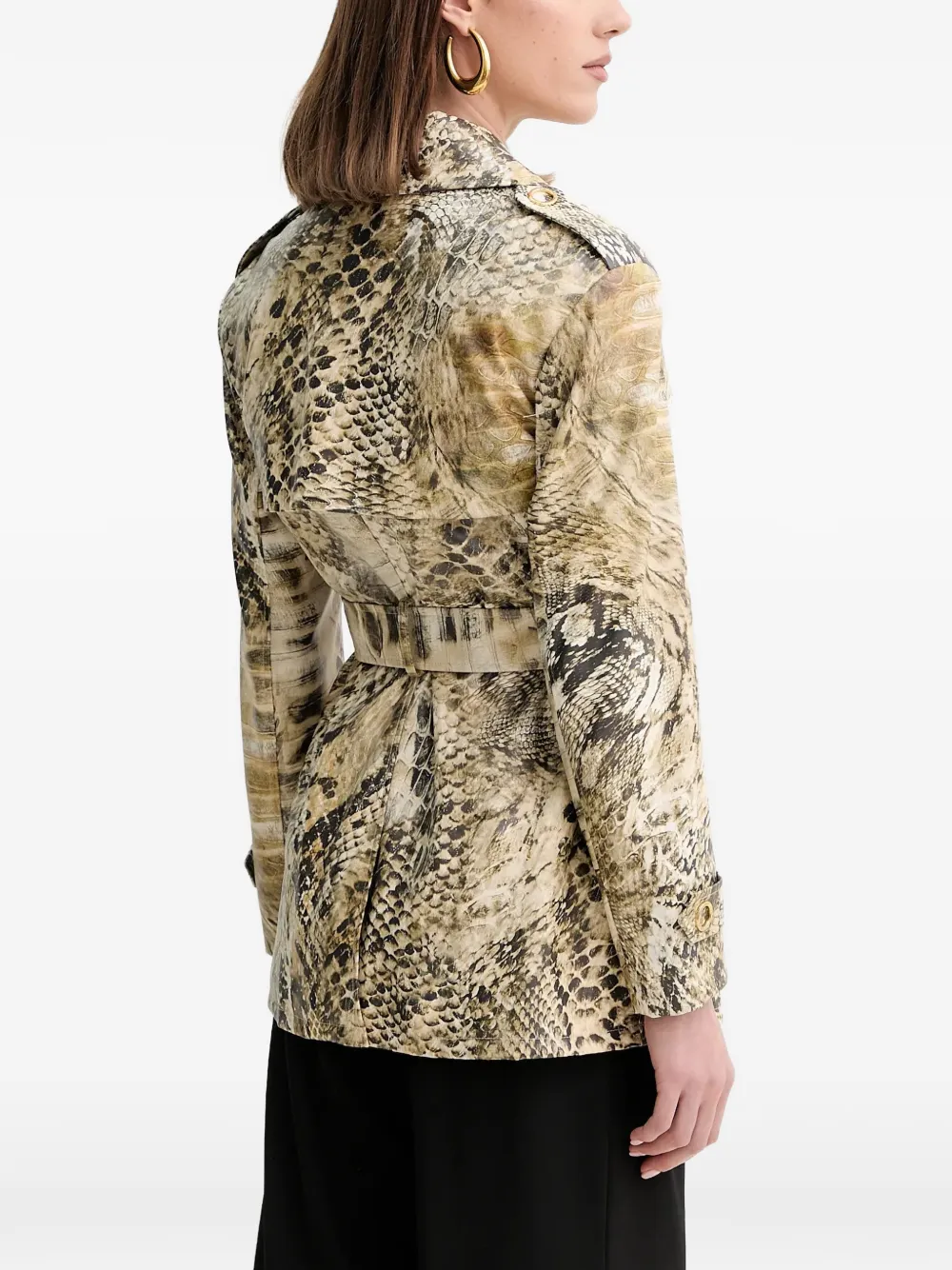 MARCIANO by GUESS Jas met slangenleer-effect en ceintuur Beige
