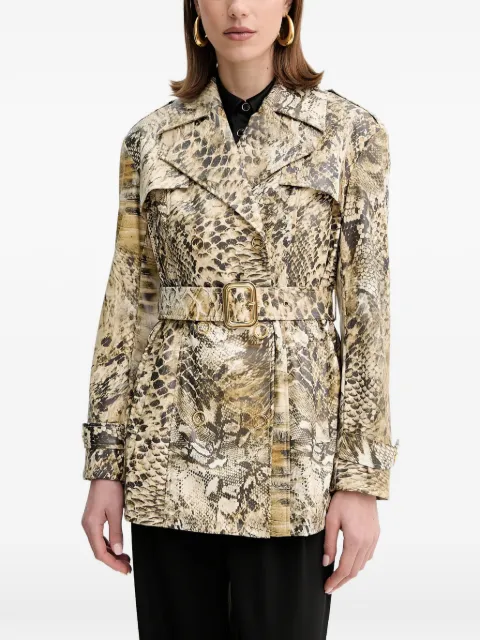 MARCIANO by GUESS belted snakeskin-pattern coat