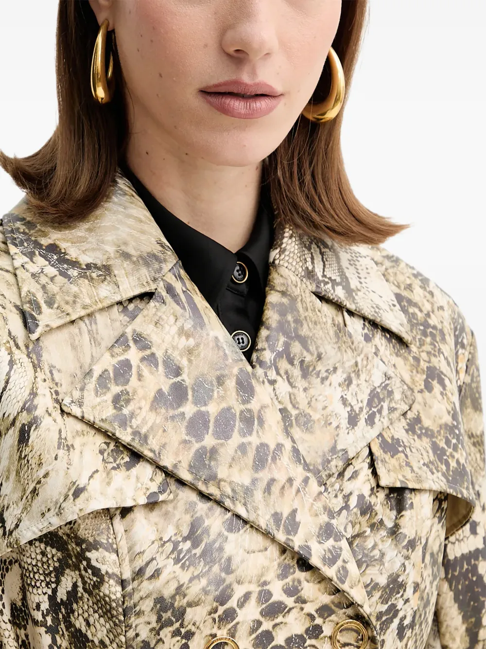 MARCIANO by GUESS Jas met slangenleer-effect en ceintuur Beige