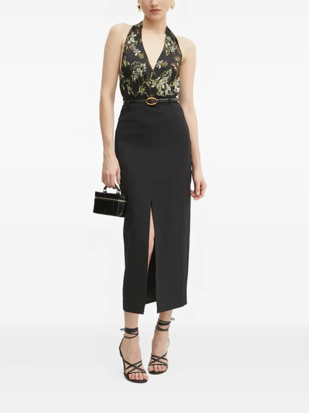 Marciano Guilded Floral-sequin Bodysuit In Black