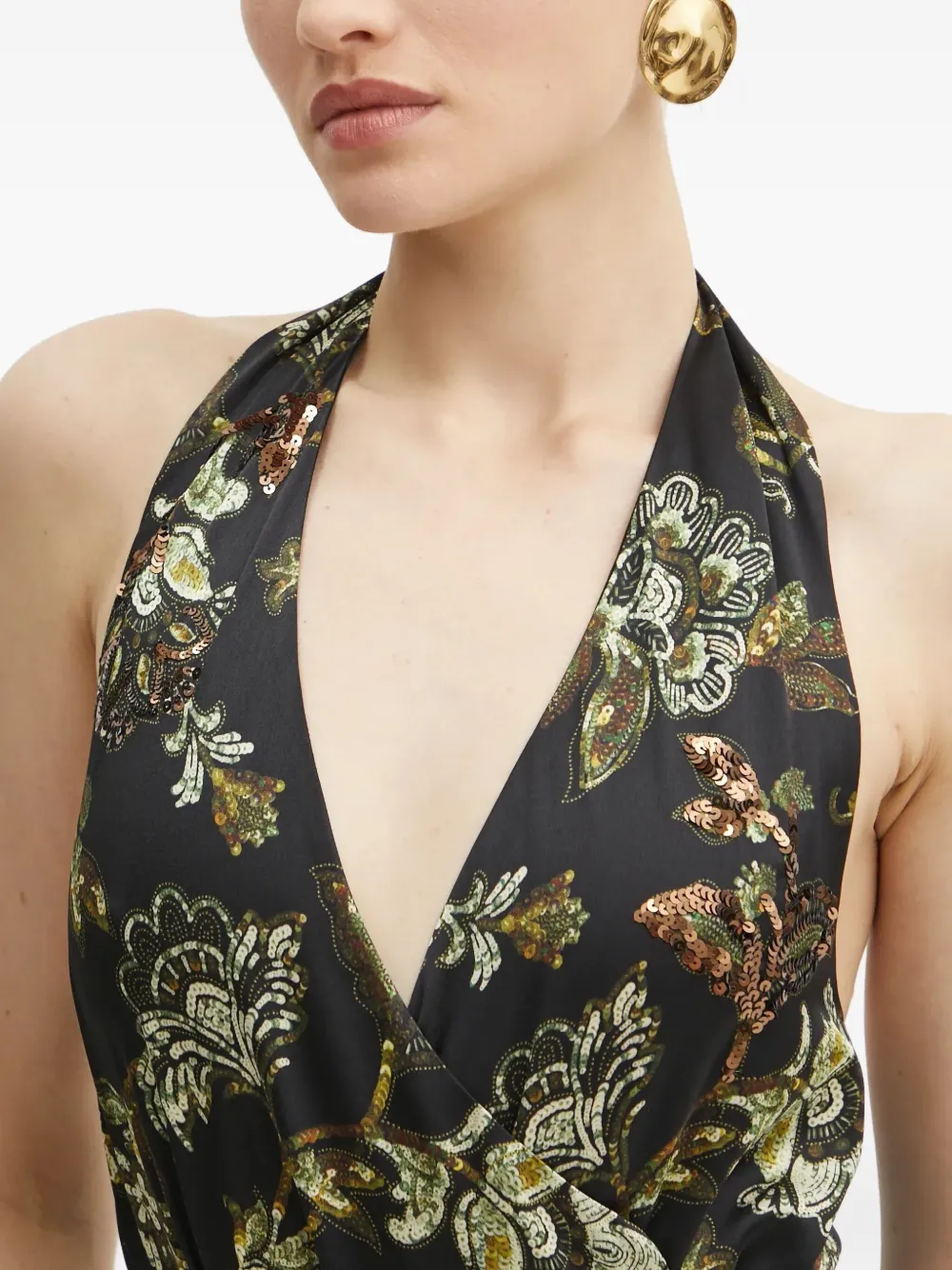 Guilded Floral-Sequin Bodysuit