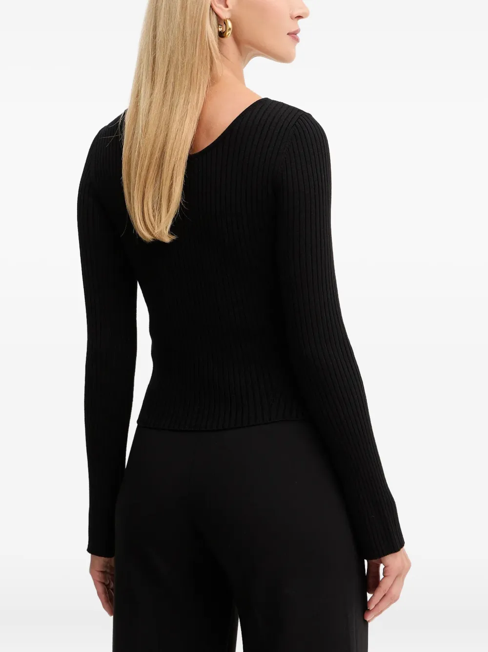 Marciano Button-detail Ribbed Top In Black