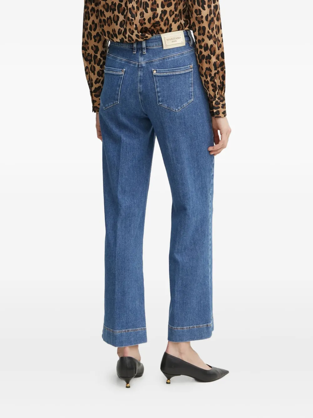 Guess Usa Logo-patch Jeans In Blue