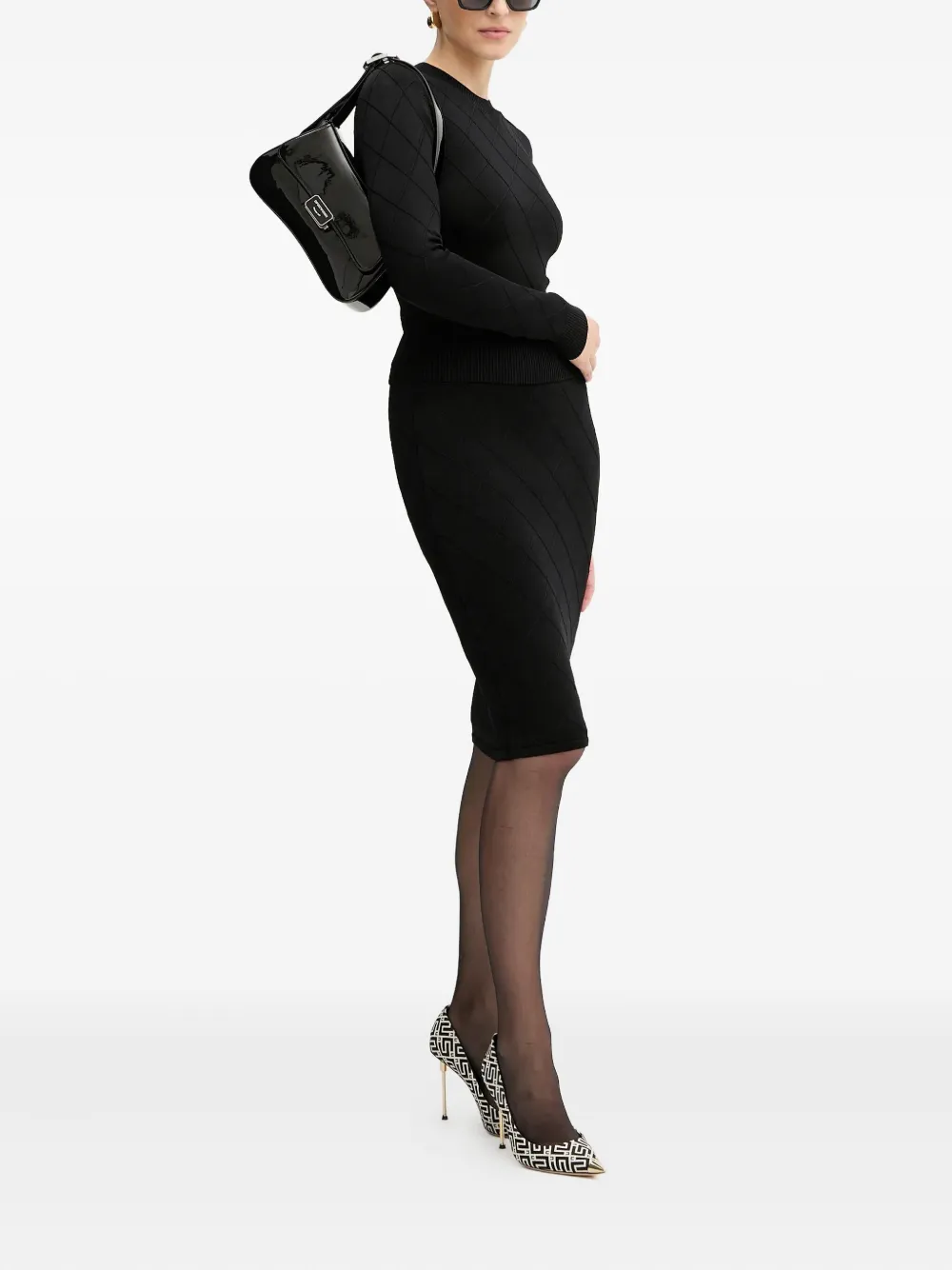 Marciano Diamond-effect Button Sweater In Black