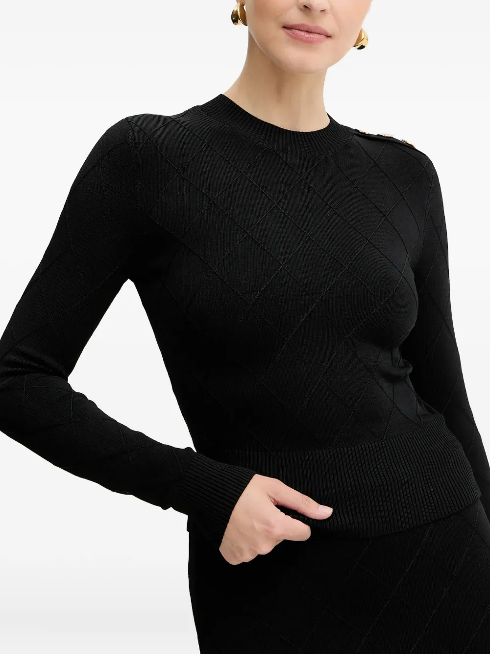 Marciano Diamond-effect Button Sweater In Black