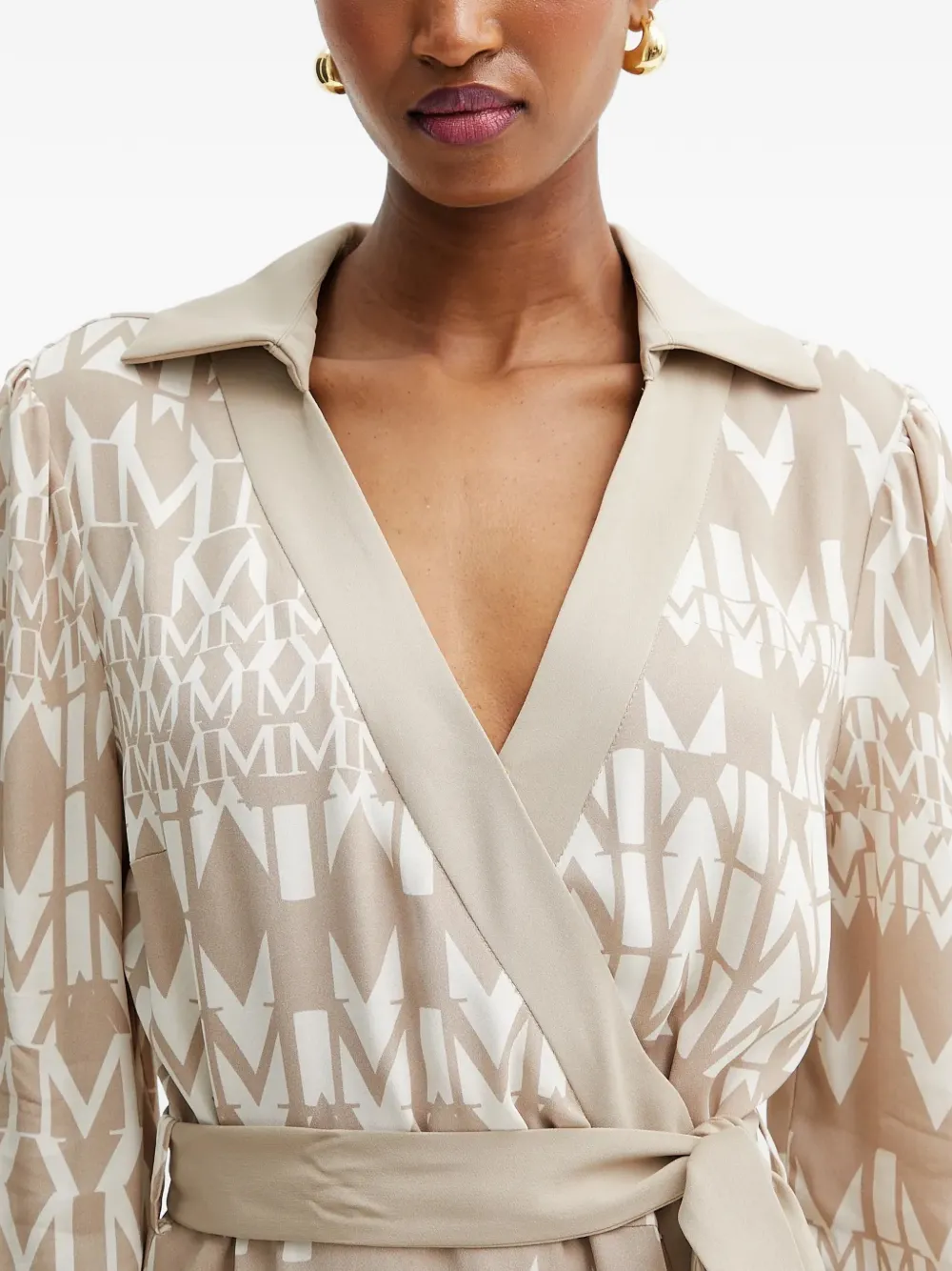 Guess Usa Belted Geometric-pattern Mini Dress In Neutral