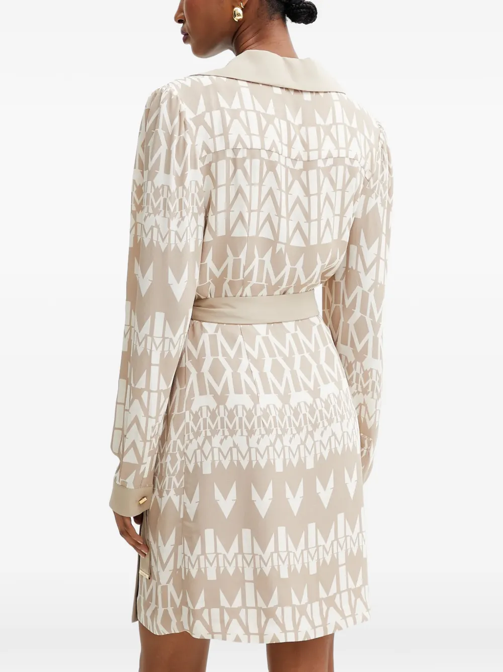 Guess Usa Belted Geometric-pattern Mini Dress In Neutral