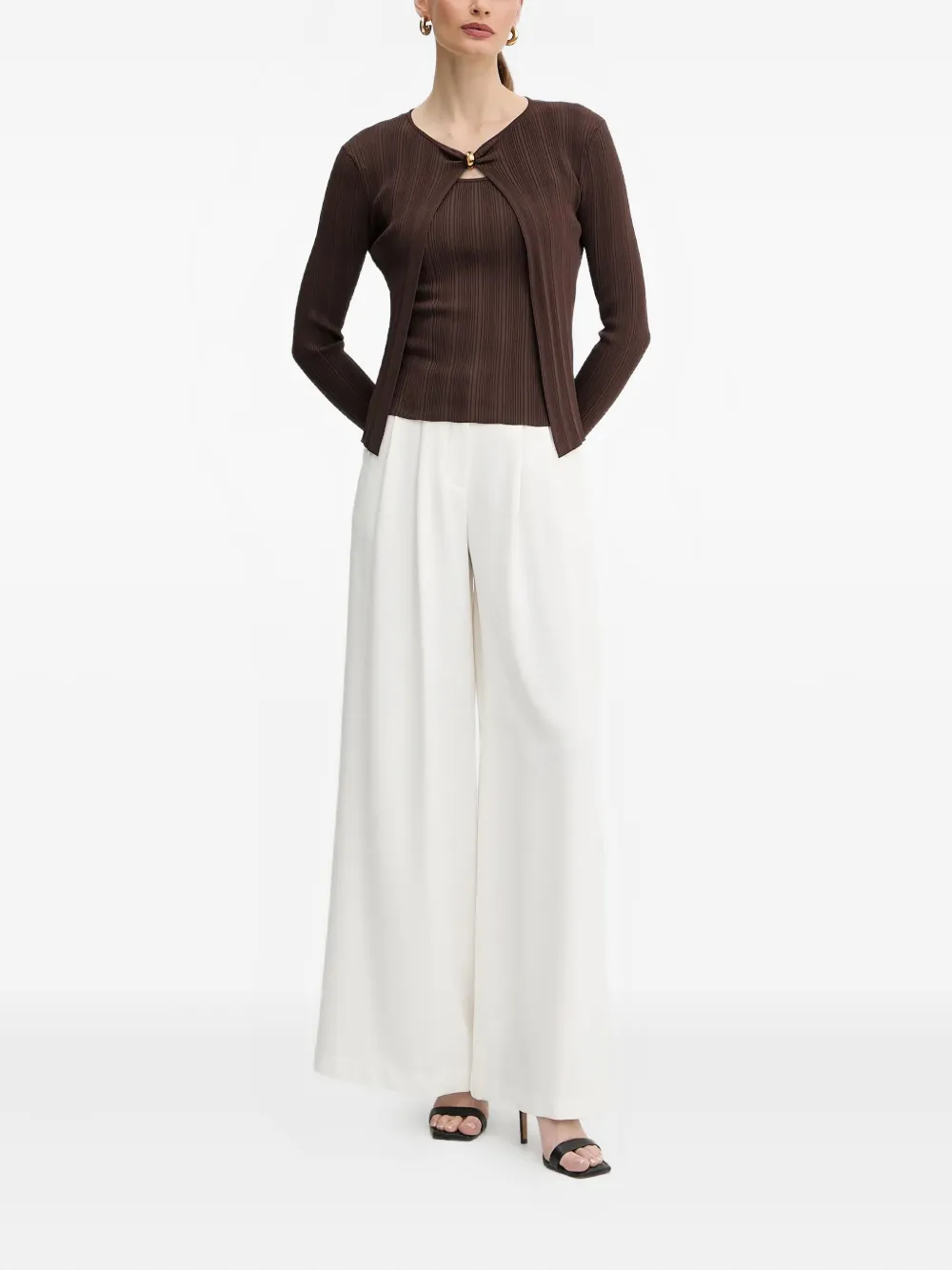 Guess Usa Kathleen Ribbed Sweater Set In Brown