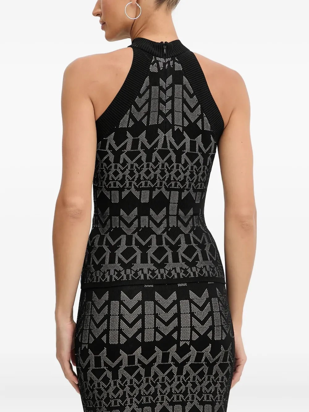 Marciano Halter-neck Geometric Top In Black