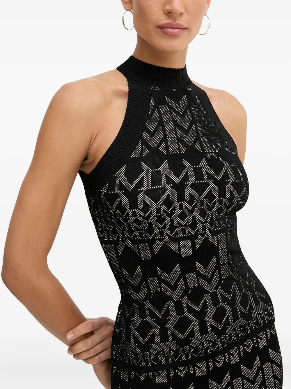 Marciano Halter-neck Geometric Top In Black