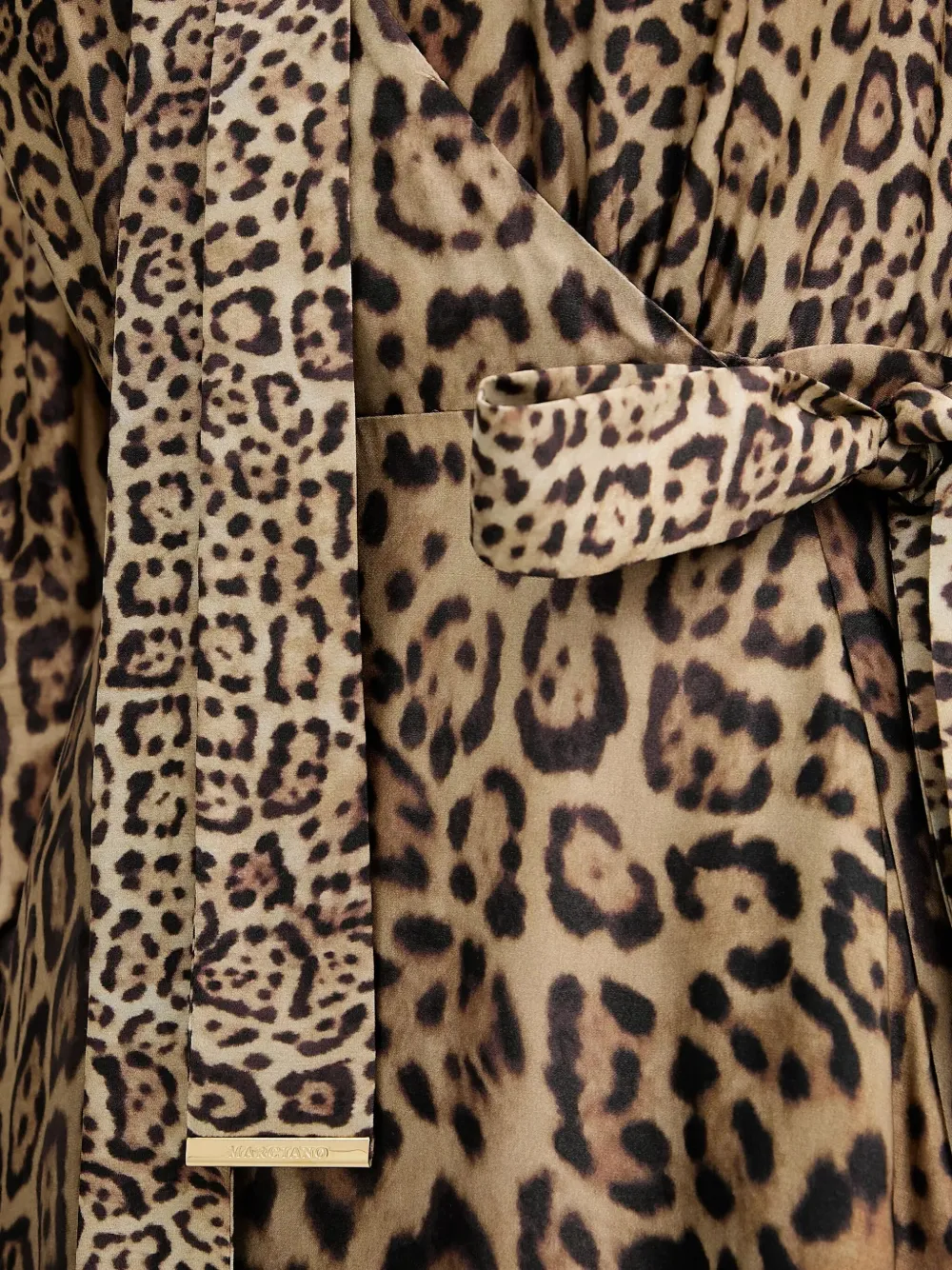 Marciano Tie-neck Leopard-print Mini Dress In Animal Print