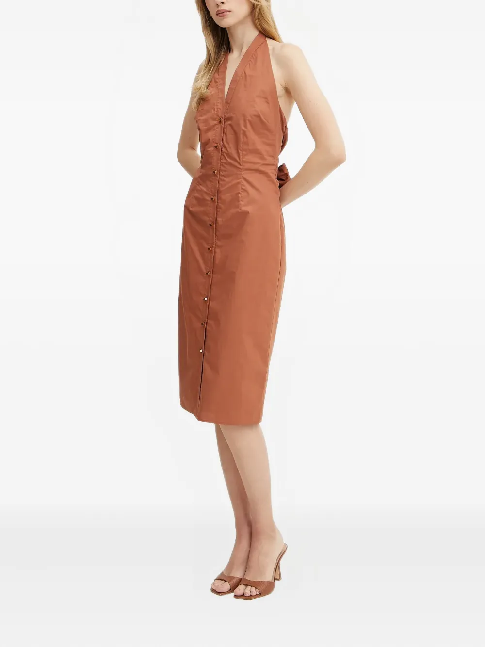 Marciano Pat Buttoned Bow Dress In Orange
