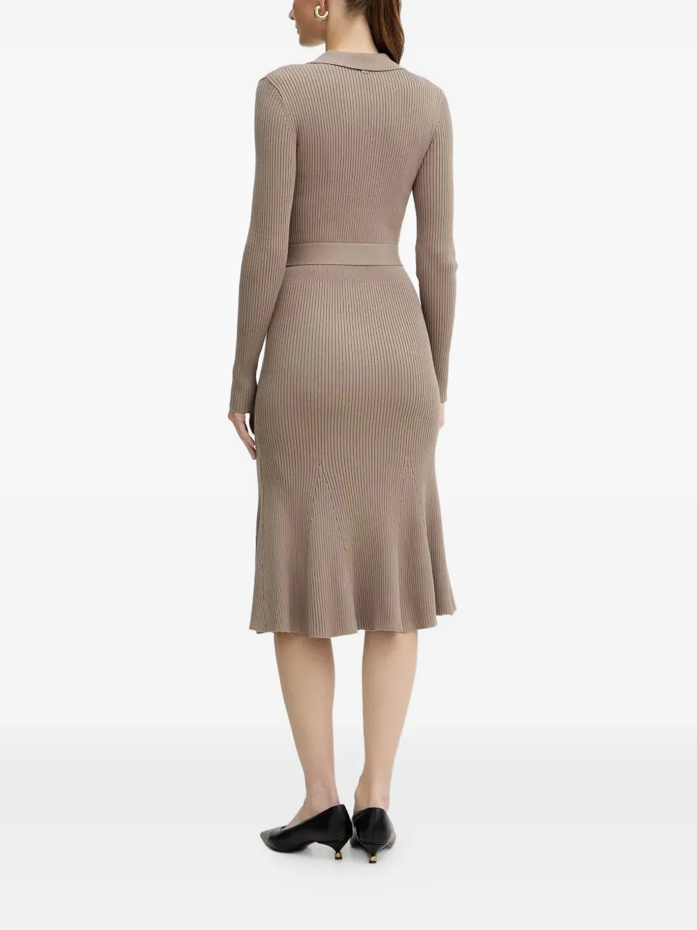  Marciano By Guess Ribbed Belted Midi Dress - Neutrals 