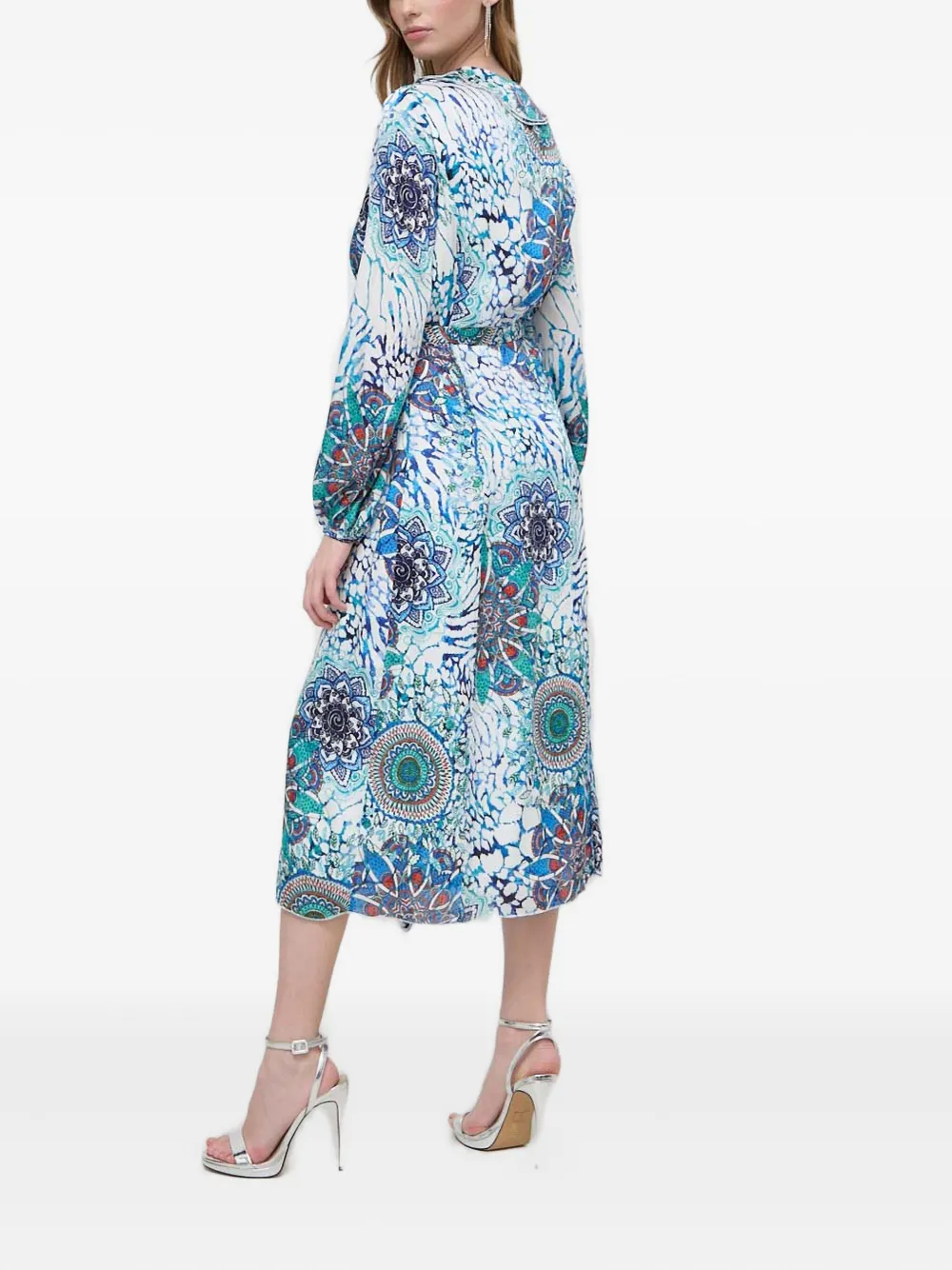 Guess Usa Long-sleeve Printed Midi Dress In White