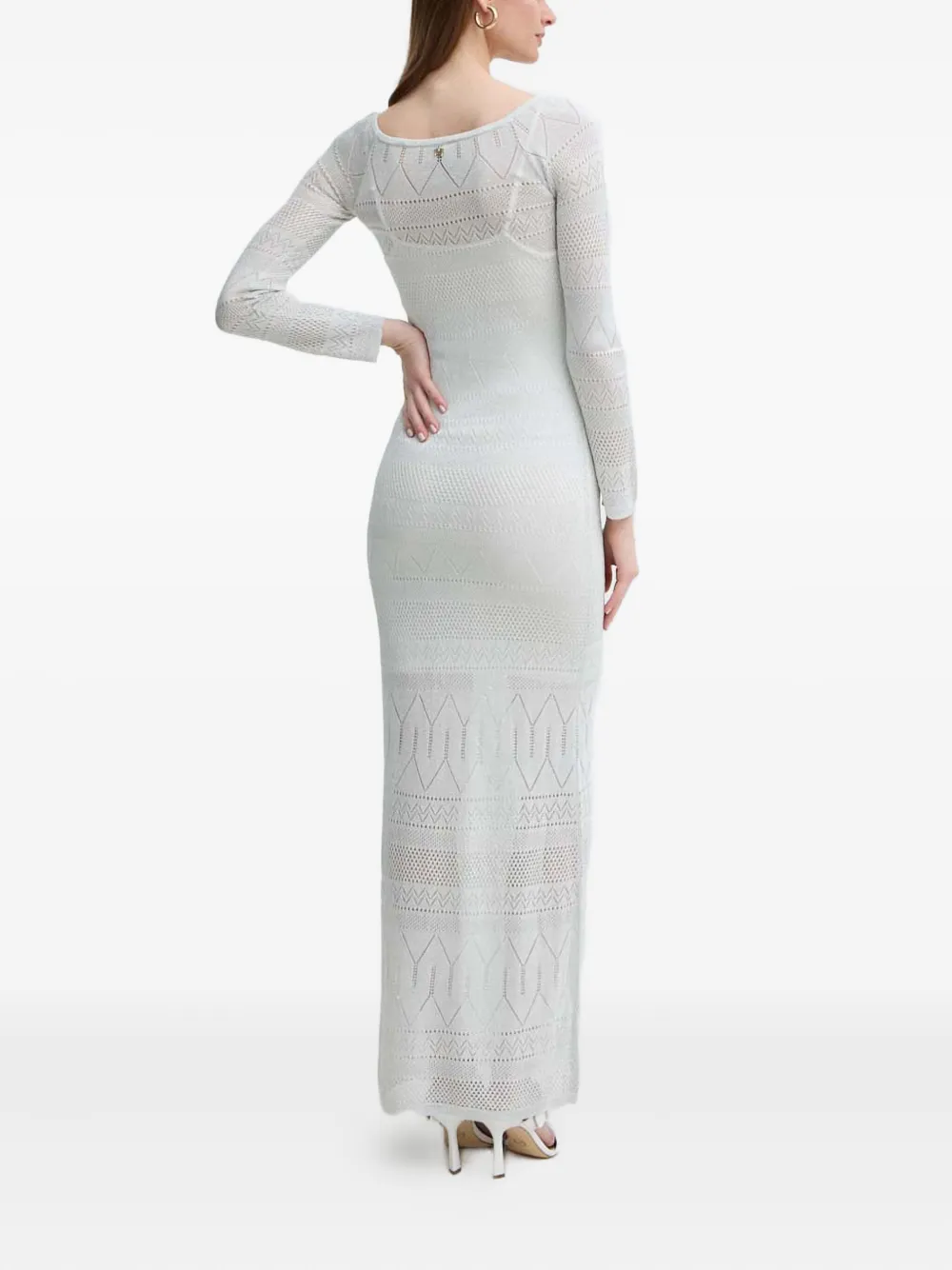 Marciano long-sleeve crochet maxi dress - Grijs
