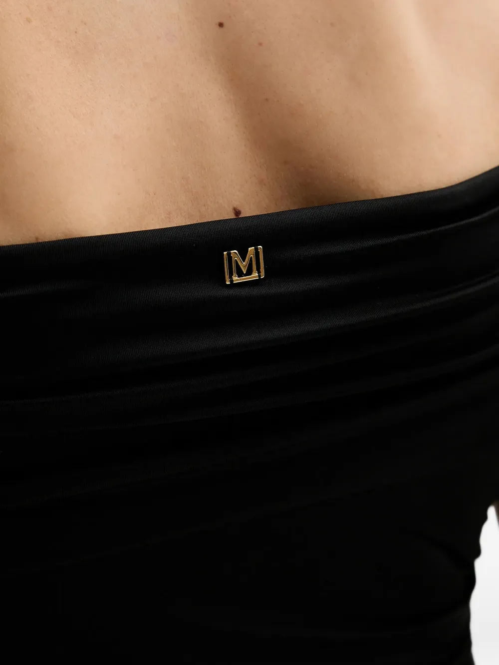 Marciano Off-shoulder Ruched Midi Dress In Black