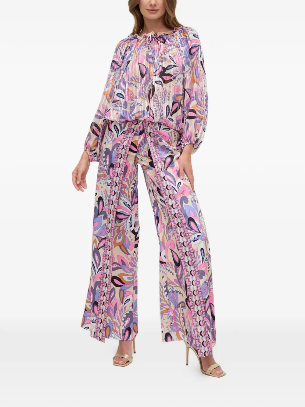 Marciano ruffled floral-print blouse - Roze