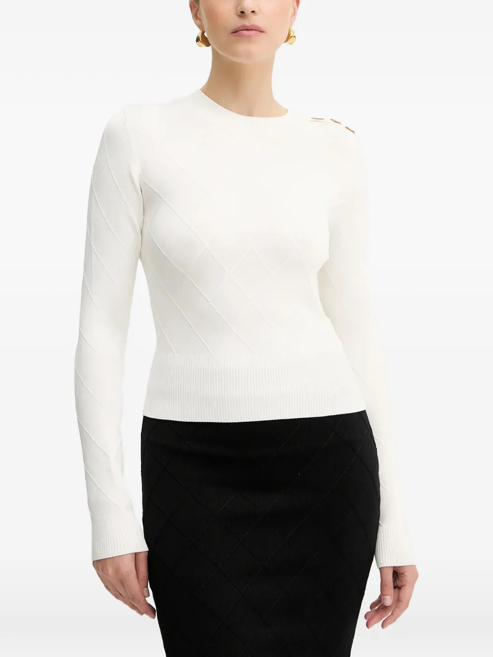 MARCIANO by GUESS Miley buttons patterned sweater | White | Image 1