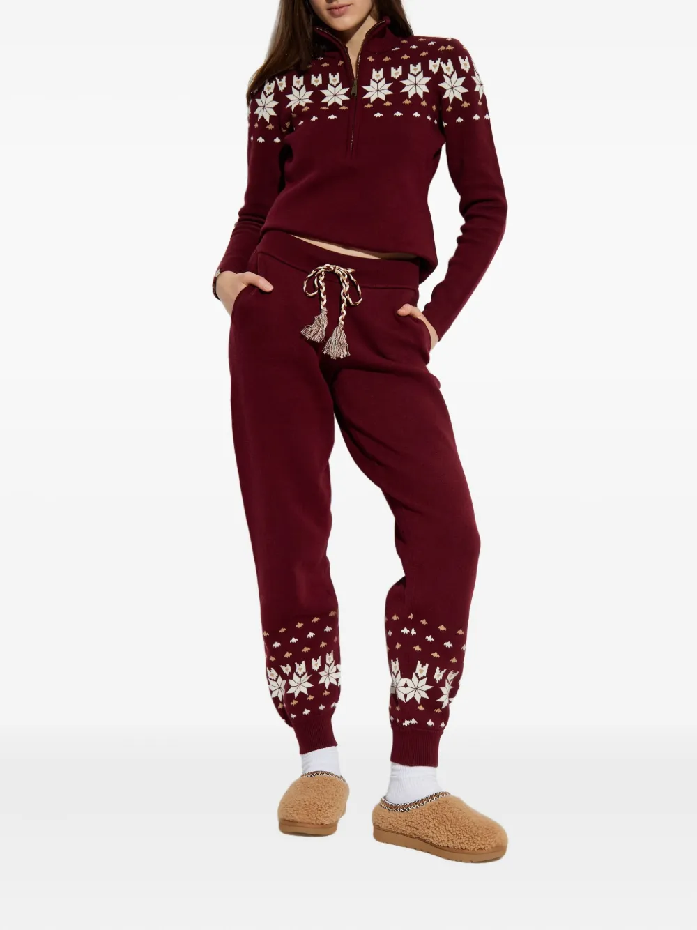 The Upside Le Ski Jojo Tassels Patterned Ski Pants In Red