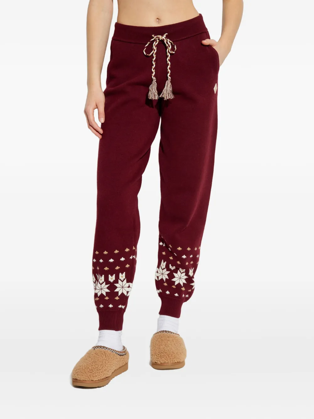 The Upside Le Ski Jojo Tassels Patterned Ski Pants In Red