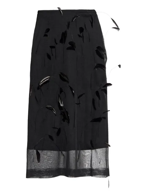 Jil Sander feather-embellished midi skirt
