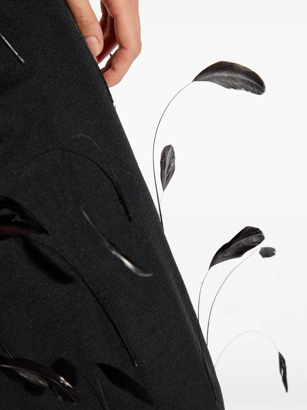 Jil Sander Feather-embellished Midi Skirt In Black