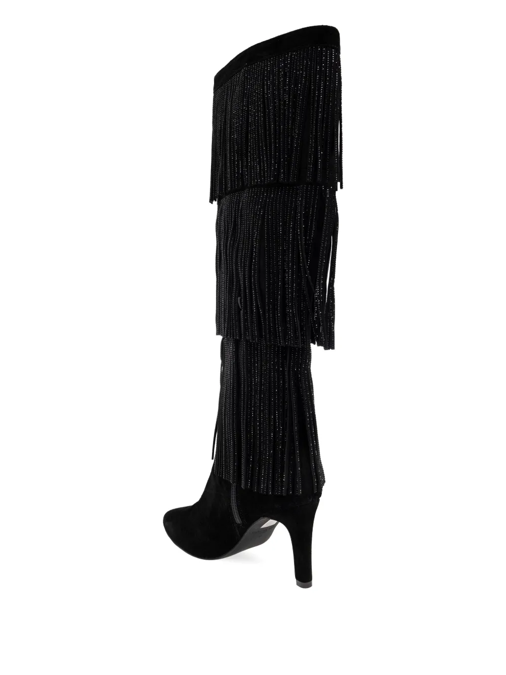Kurt Geiger 100mm Shoreditch Fringed Boots In Black