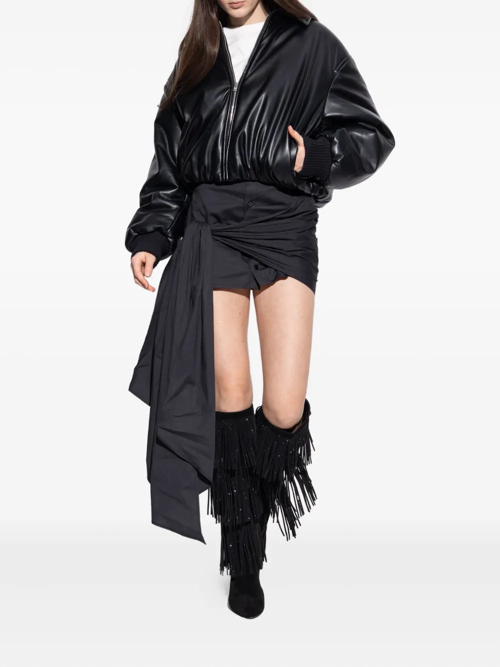 Kurt Geiger 100mm Shoreditch Fringed Boots In Black