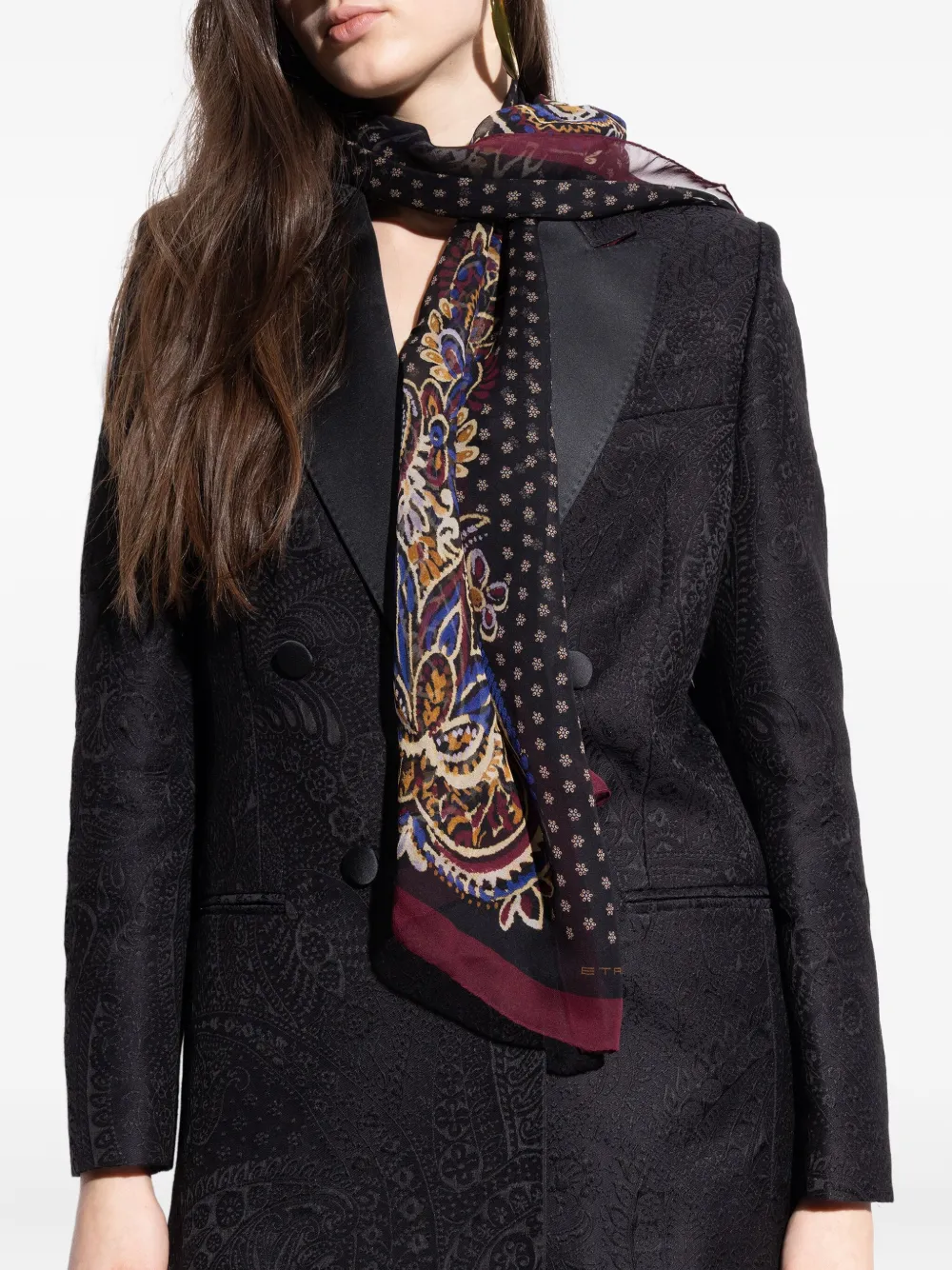 Etro Paisley-print Scarf In Black