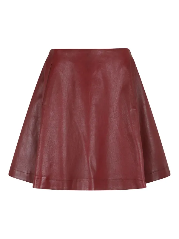 Stouls Arielle Leather Skirt in Red