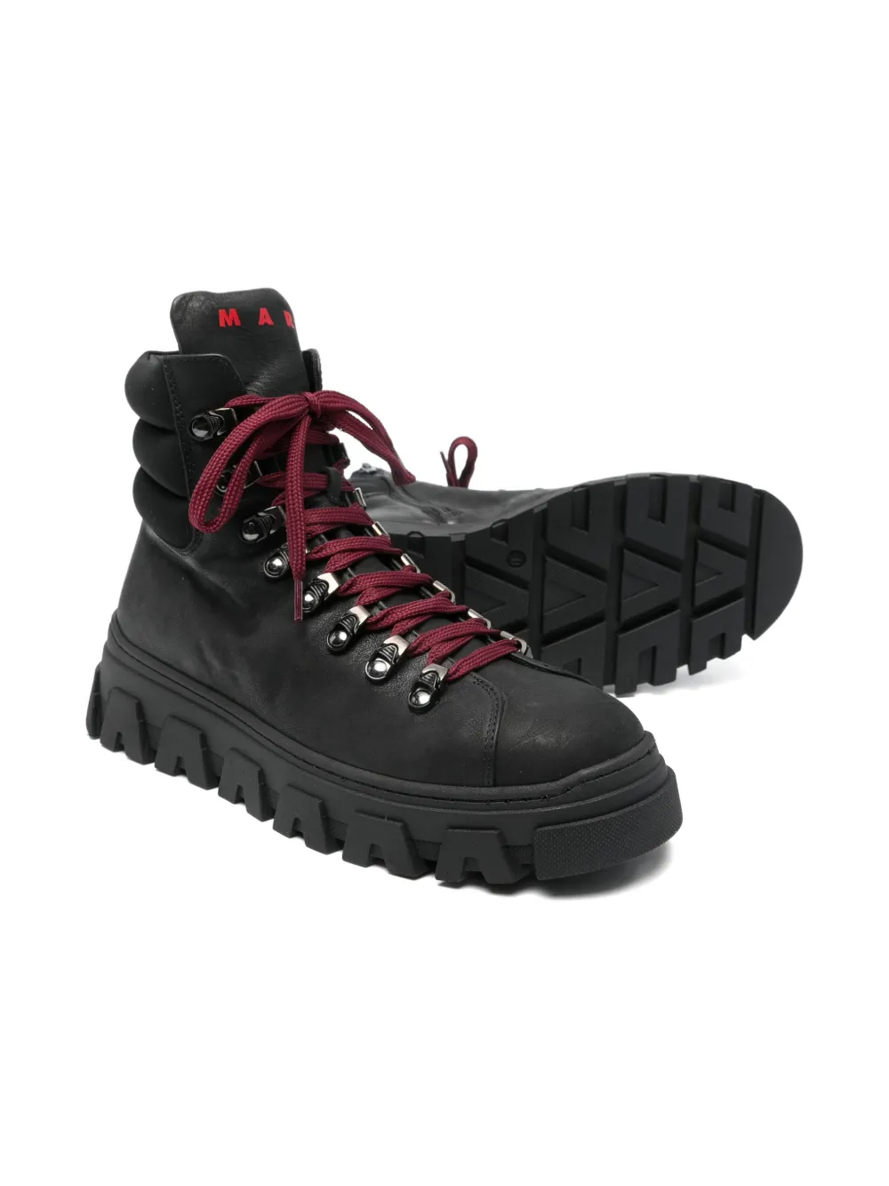 Marni Kids panelled lace-up boots - Zwart