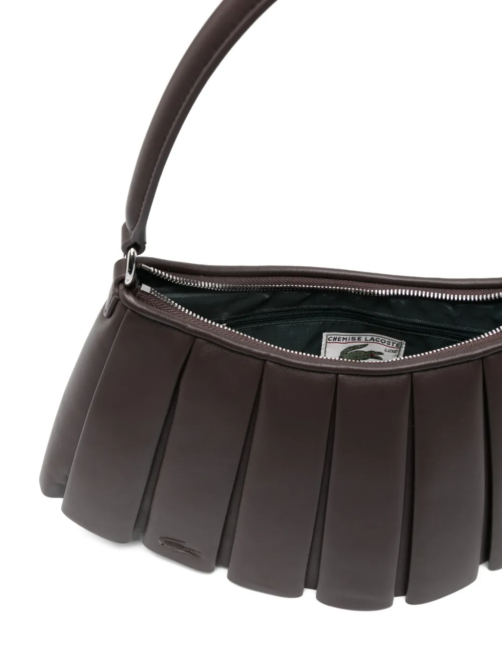 Lacoste Medium Pleated Shoulder Bag In Brown