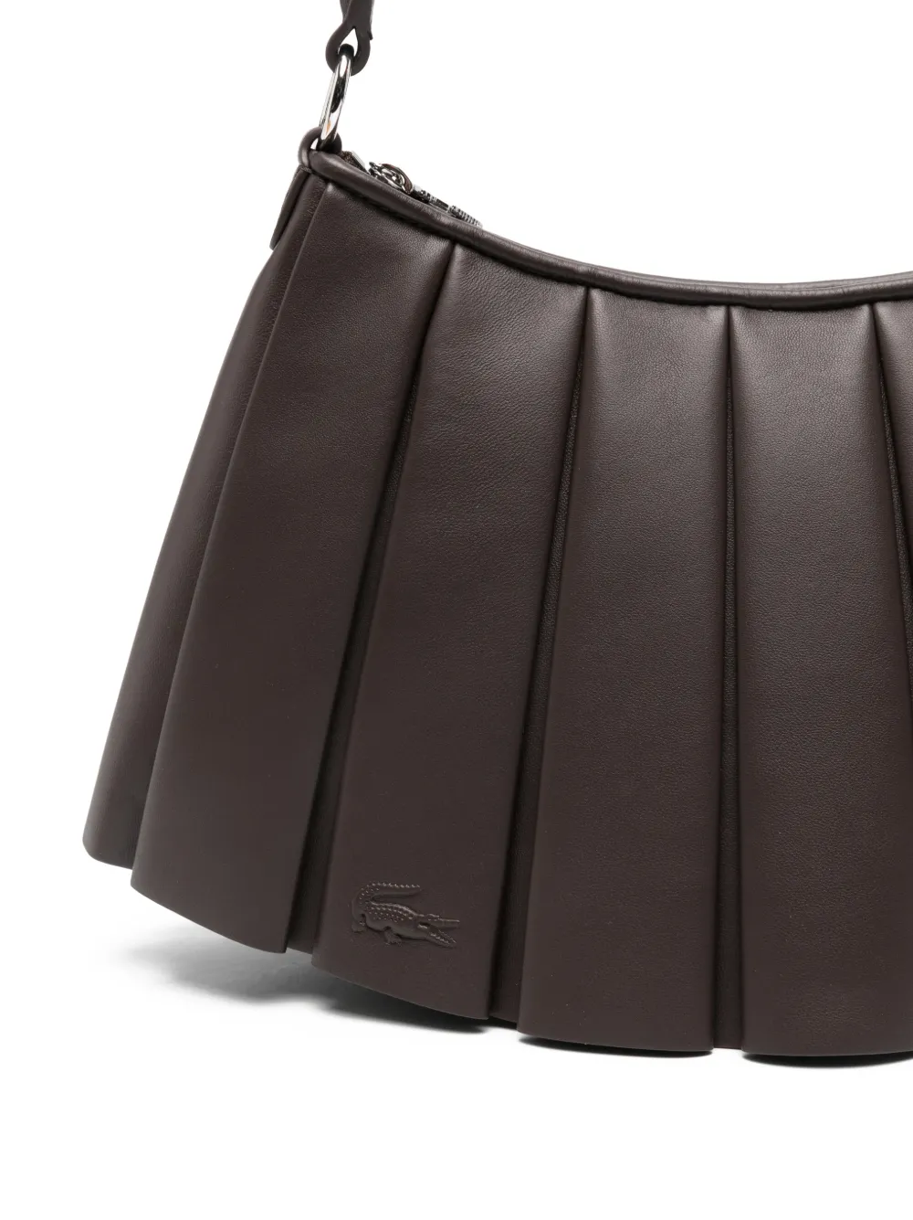 Lacoste Medium Pleated Shoulder Bag In Brown