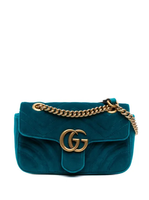 Gucci Pre-Owned Borsa a spalla GG Marmont piccola matelassé in velluto 2016-2020