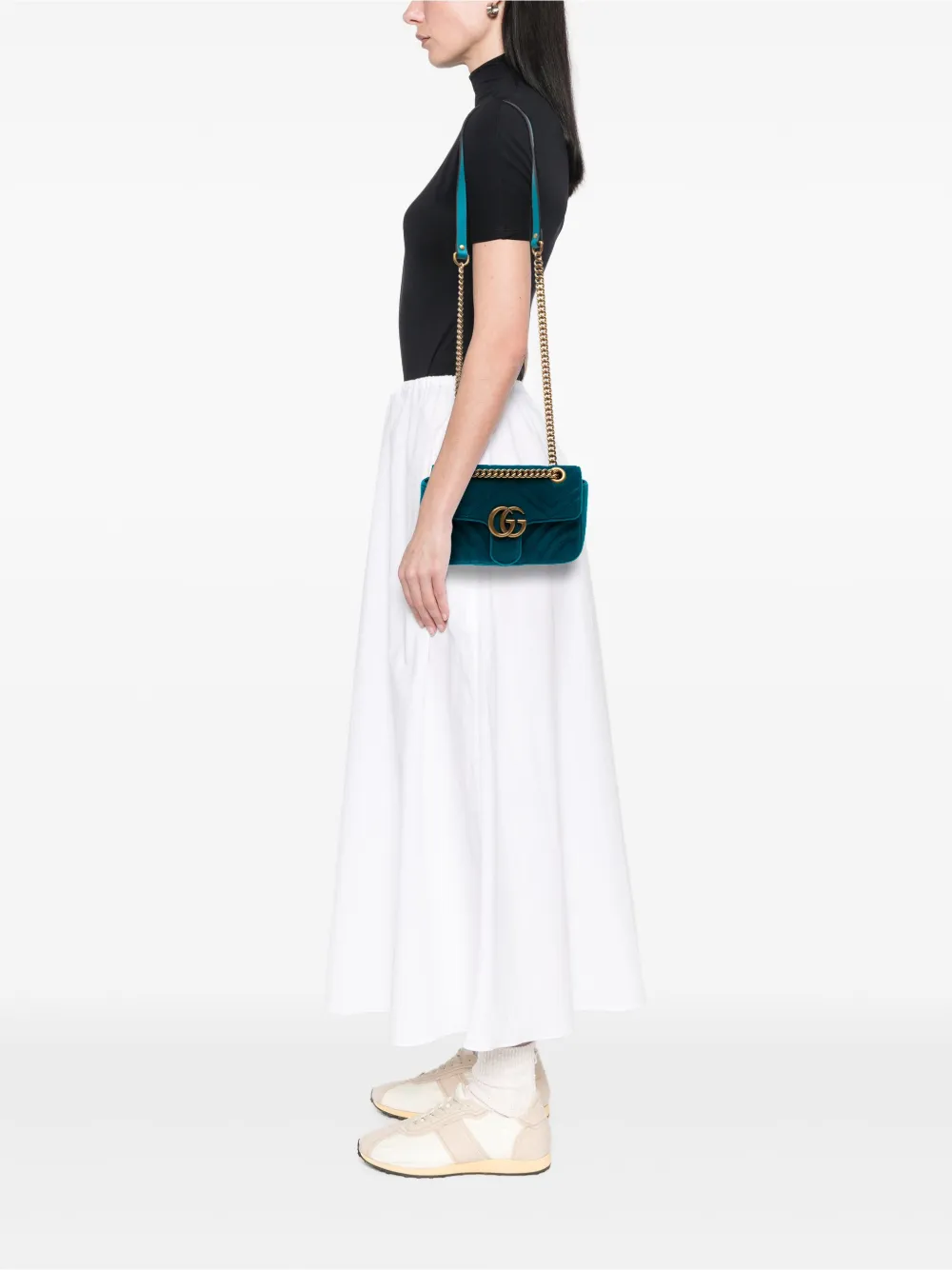 Gucci Pre-Owned Borsa a spalla GG Marmont piccola matelassé in velluto 2016-2020 | Pre-owned | Image 2