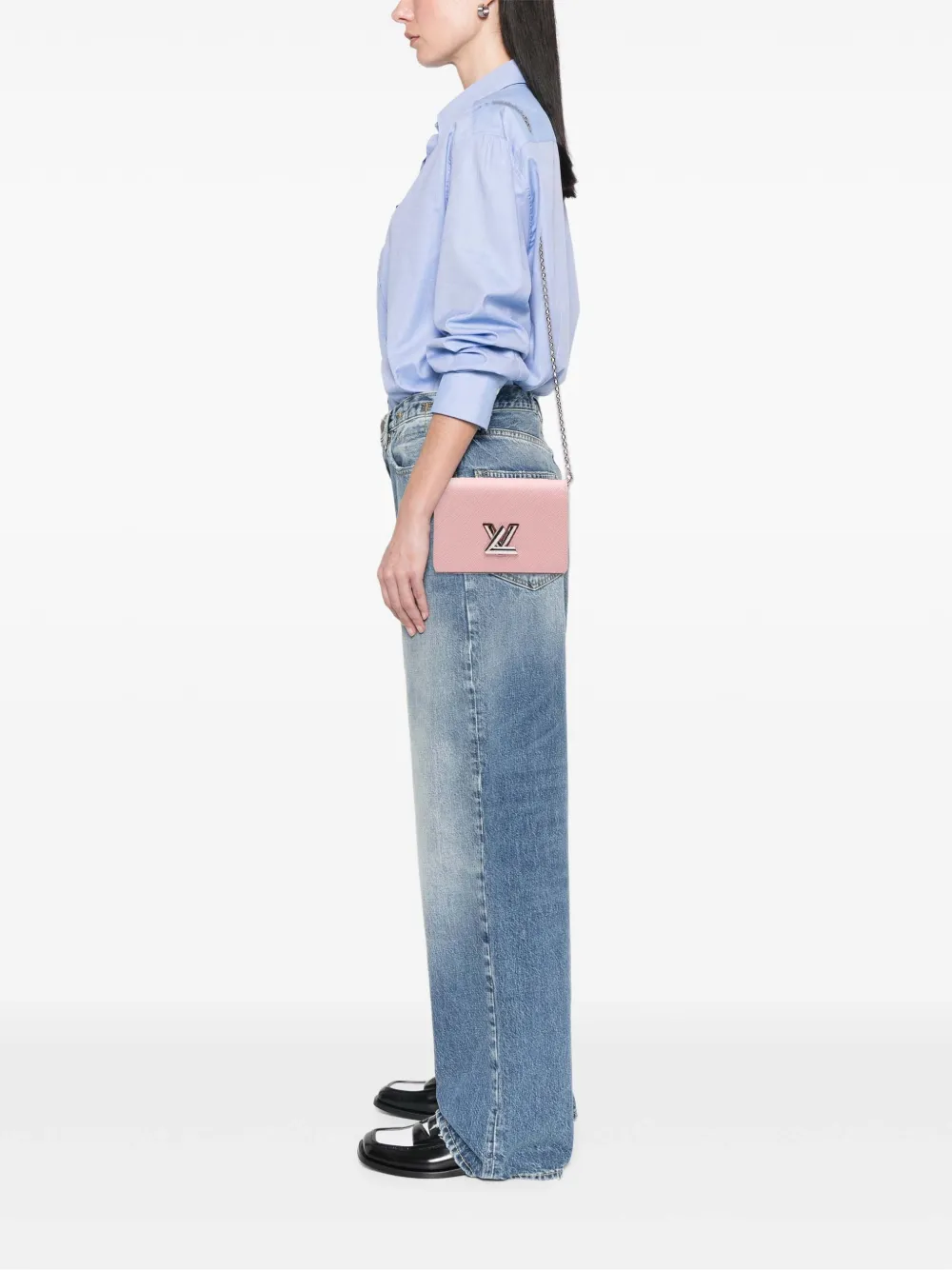 Pre-owned Louis Vuitton 2019 Epi Twist Belt Chain Wallet Crossbody Bag In Pink