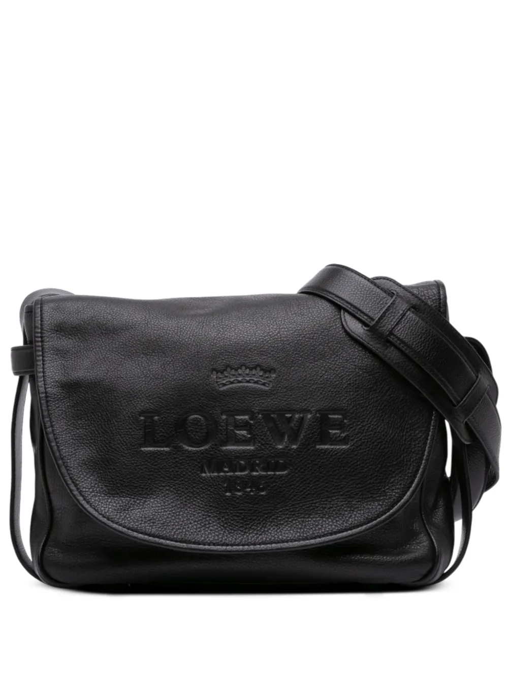 Loewe Pre-Owned 2010 ラージ レザー ヘリテージ ショルダーバッグ - ブラック