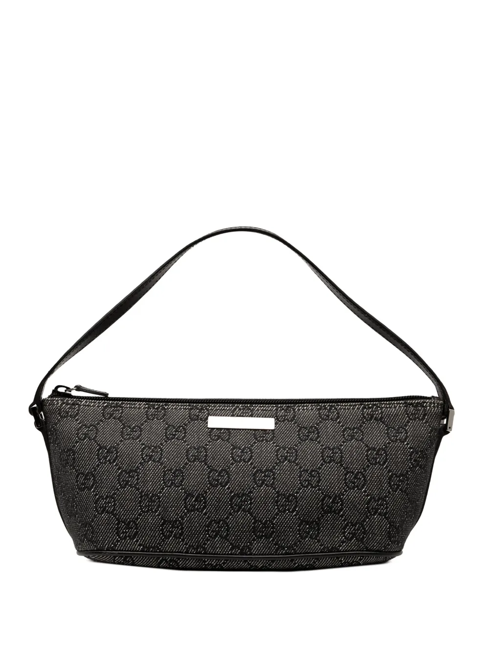 Pre-owned Gucci 2000-2015 Gg Denim Boat Shoulder Bag In Gray