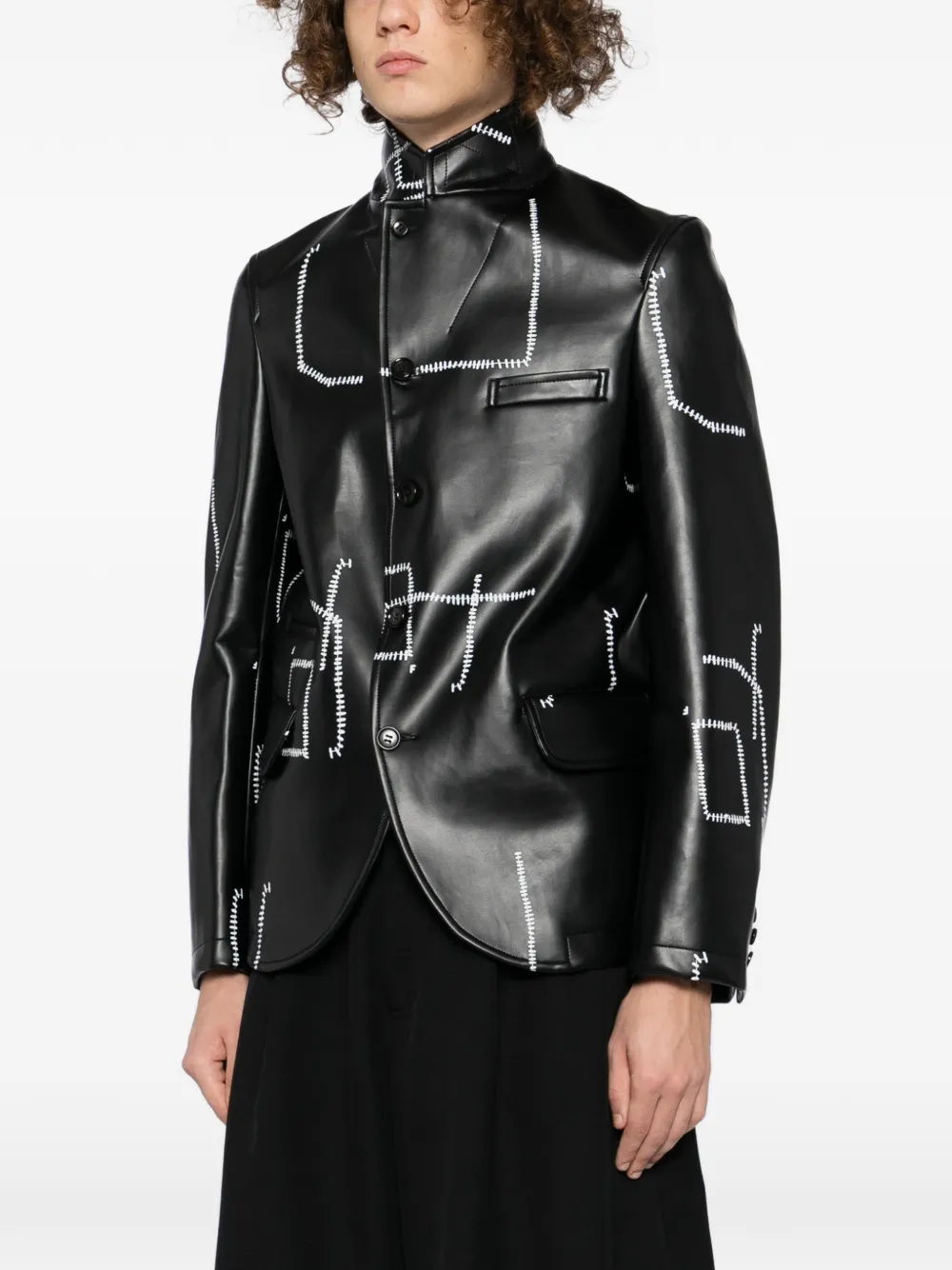 Black Comme Des Garçons Blazer met print en stikseldetail Zwart