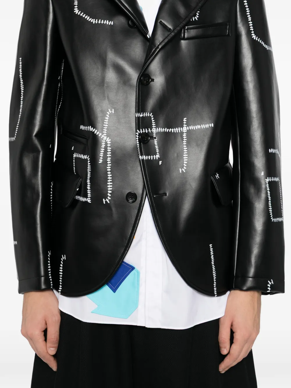 Black Comme Des Garçons Blazer met print en stikseldetail Zwart